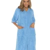 * Dressing Gowns | Zip Up Towelling Dressing Gown - Sky Blue